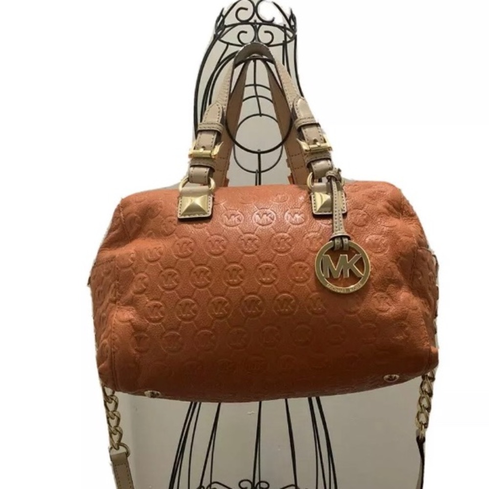 Michael Kors Monogram Leather Grayson Satchel Bag